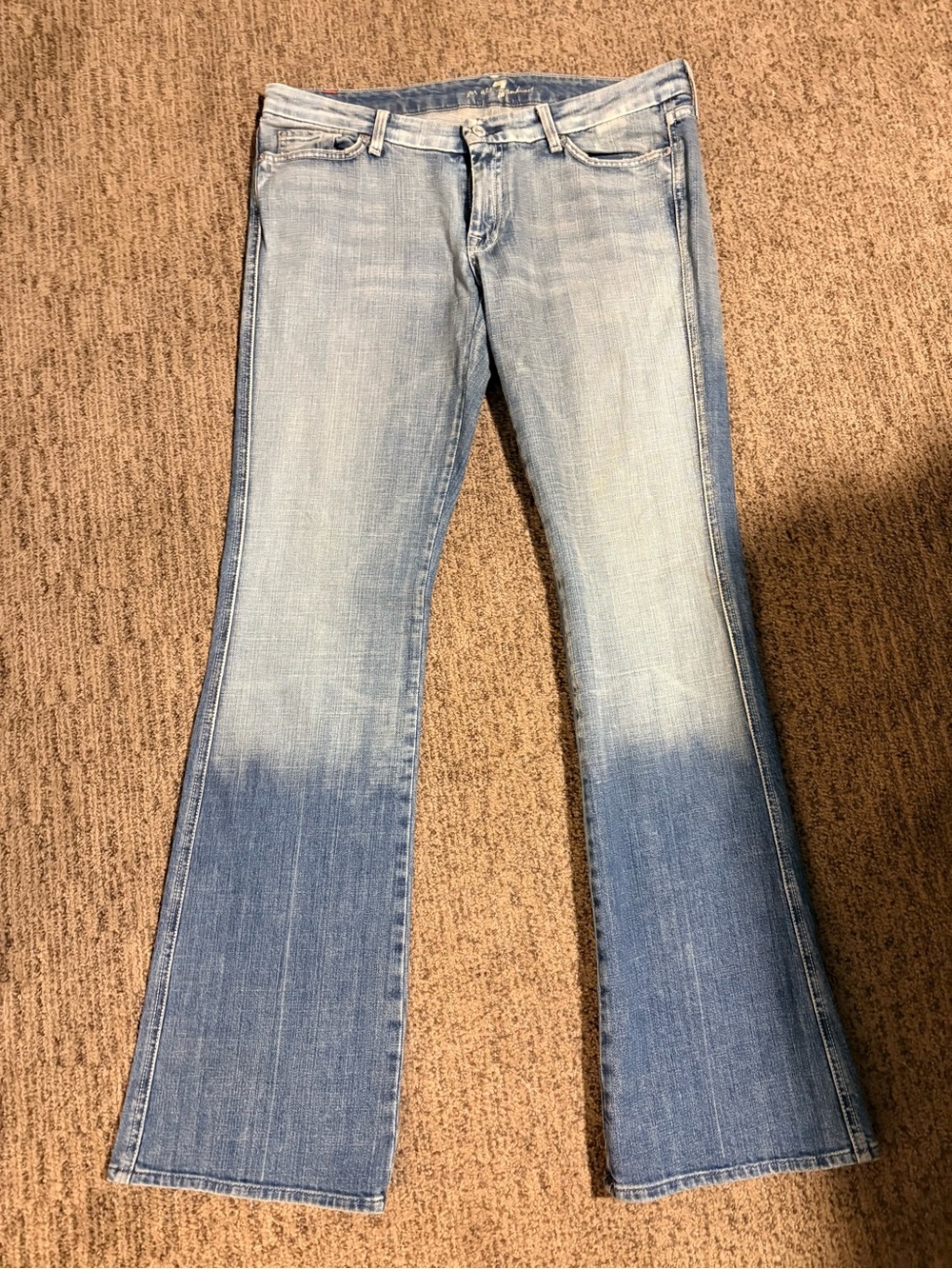 7 For All Mankind Two-Tone Light and Medium Blue Flare Jeans size 32